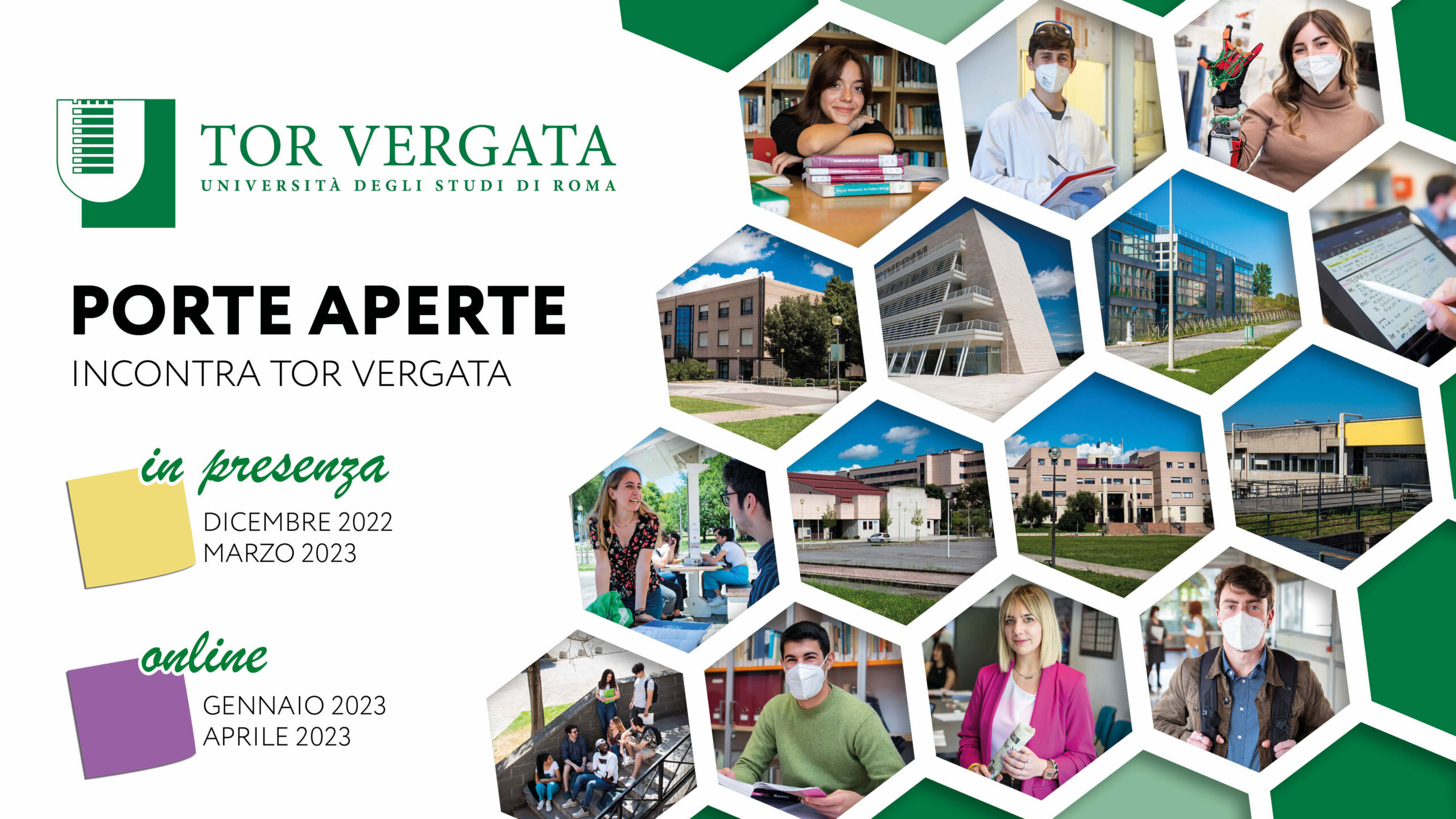 Porte Aperte a.a. 2022/23 on-line e in presenza. Incontra Tor Vergata da Dicembre ad Aprile.